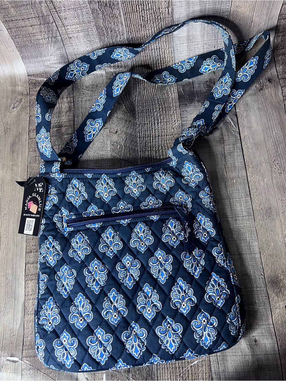 Vera Bradley Navy Blue Quilted Paisley Crossbody - Picture 5 of 12